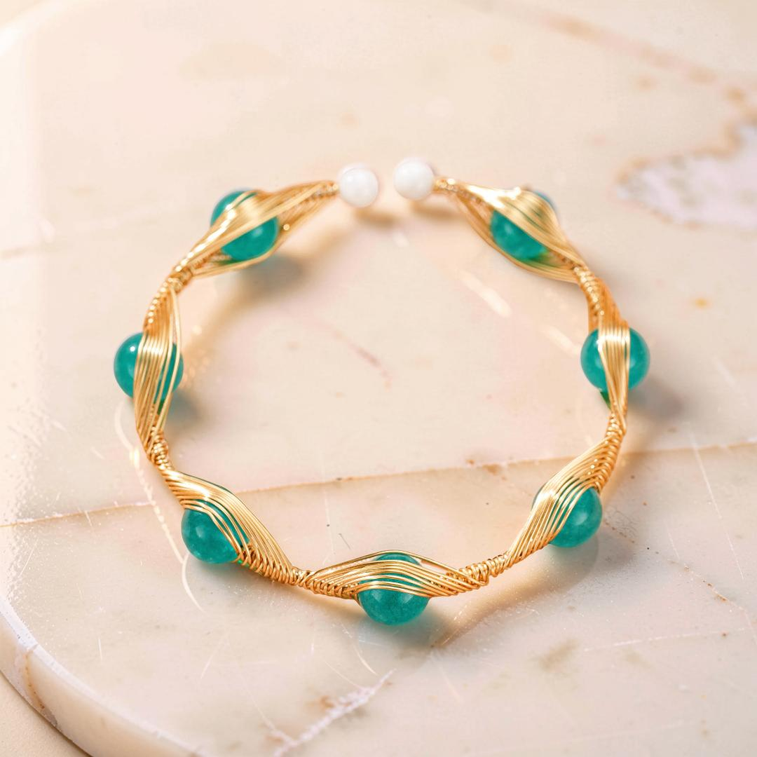 Bracelet Amazonite – Fil Doré Bohème