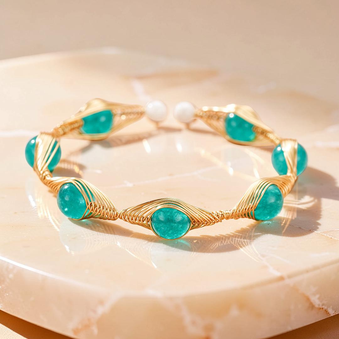 Bracelet Amazonite – Fil Doré Bohème