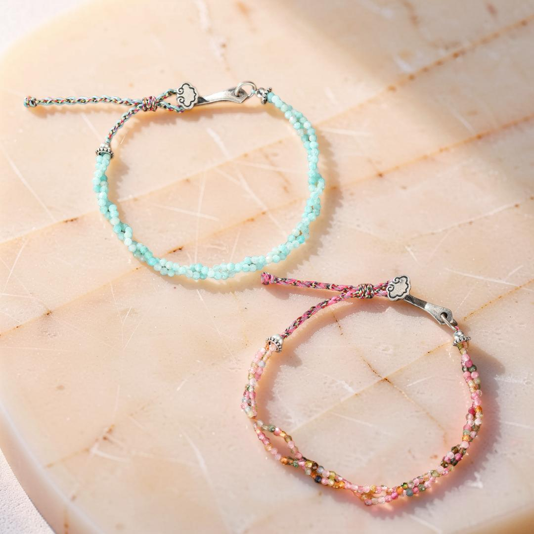 Bracelet Amazonite ou Tourmaline – Essence, Argent