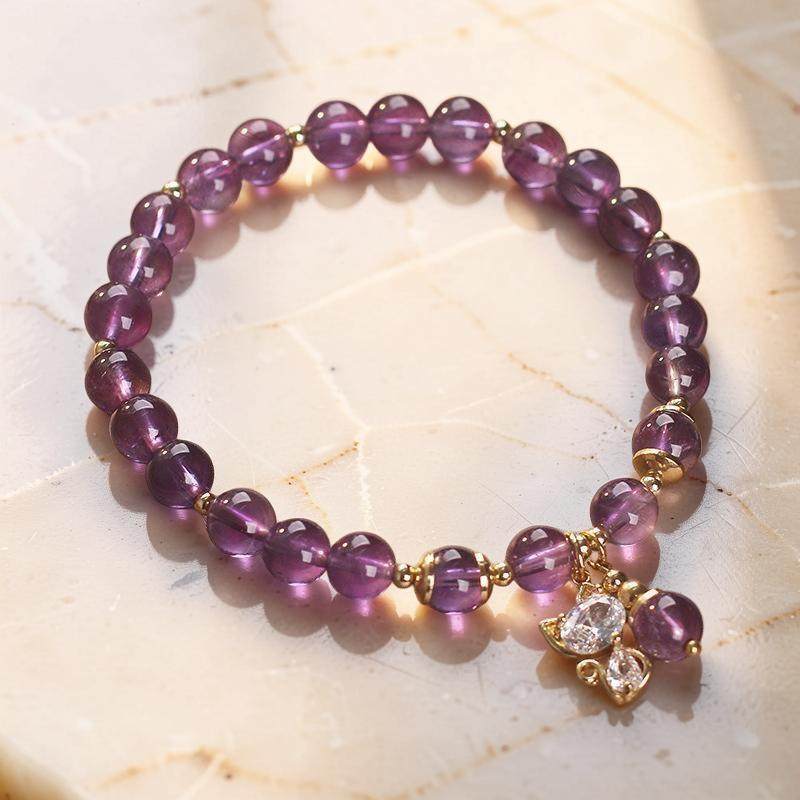 Bracelet Améthyste – Chaton Joyeux