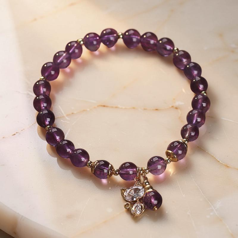 Bracelet Améthyste – Chaton Joyeux