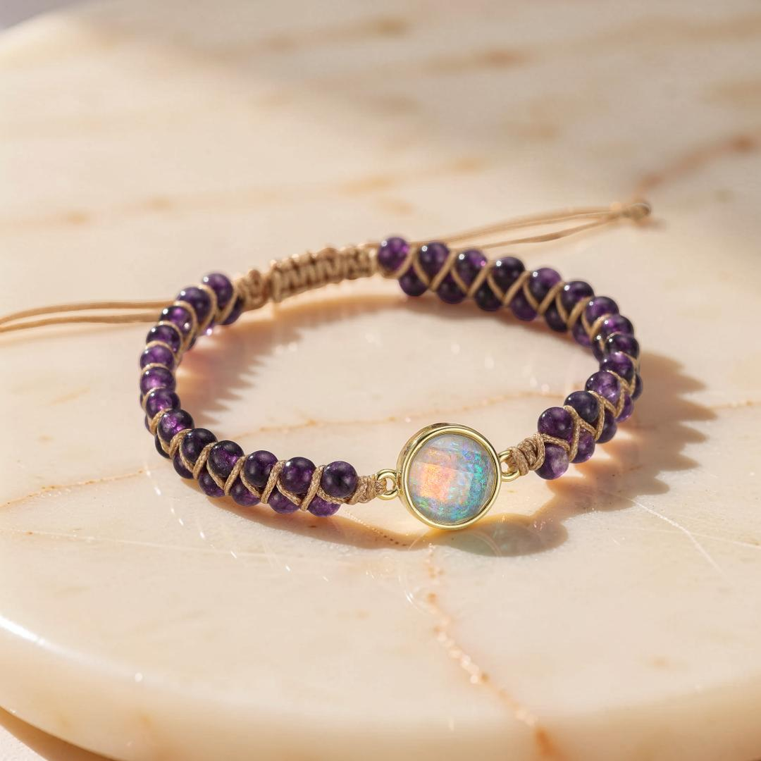 Bracelet Améthyste et Opale – Création Divine