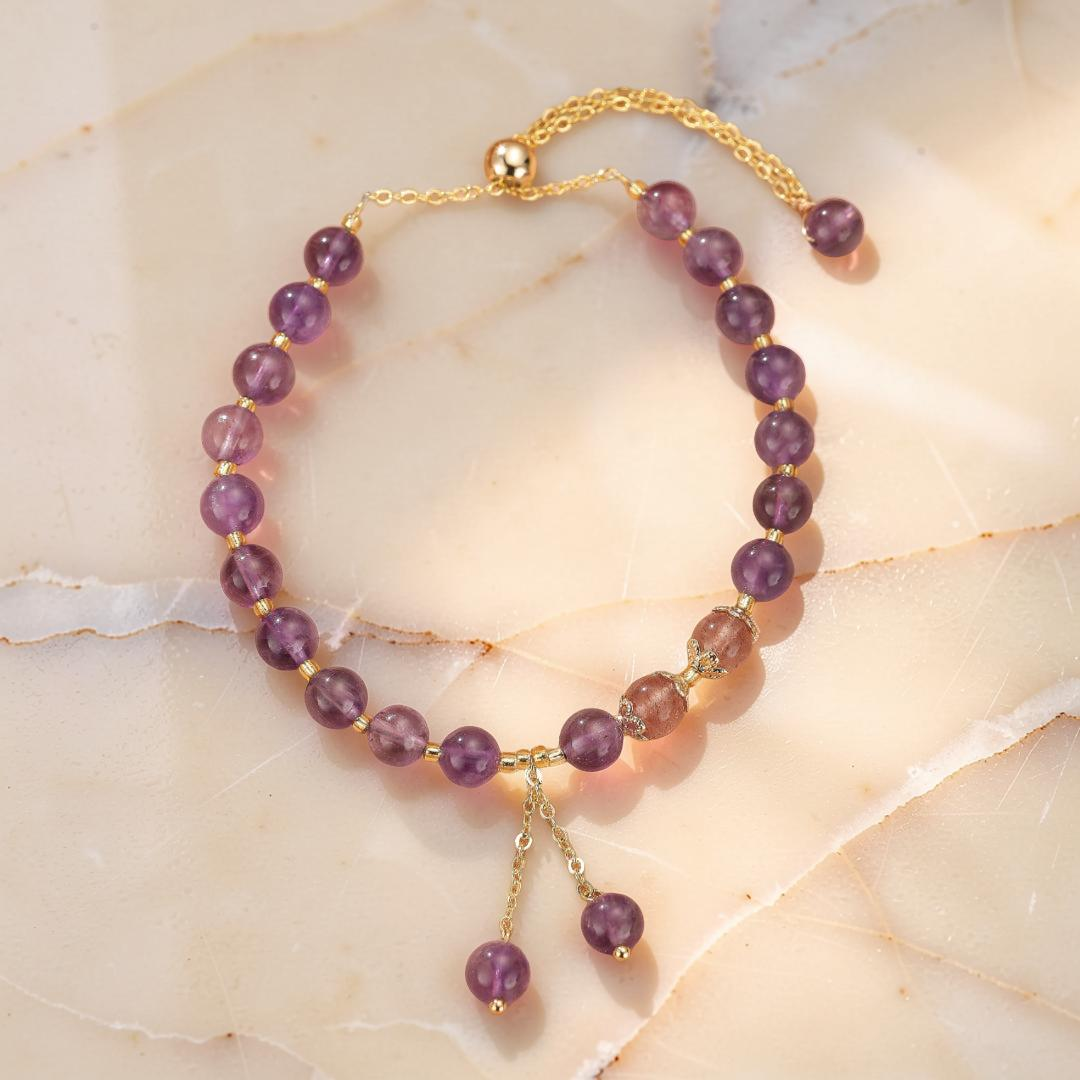 Bracelet Améthyste et Quartz Fraise – Aura Splendide
