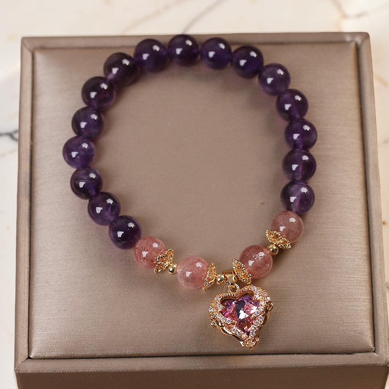 Bracelet Améthyste et Quartz Fraise – Espoir
