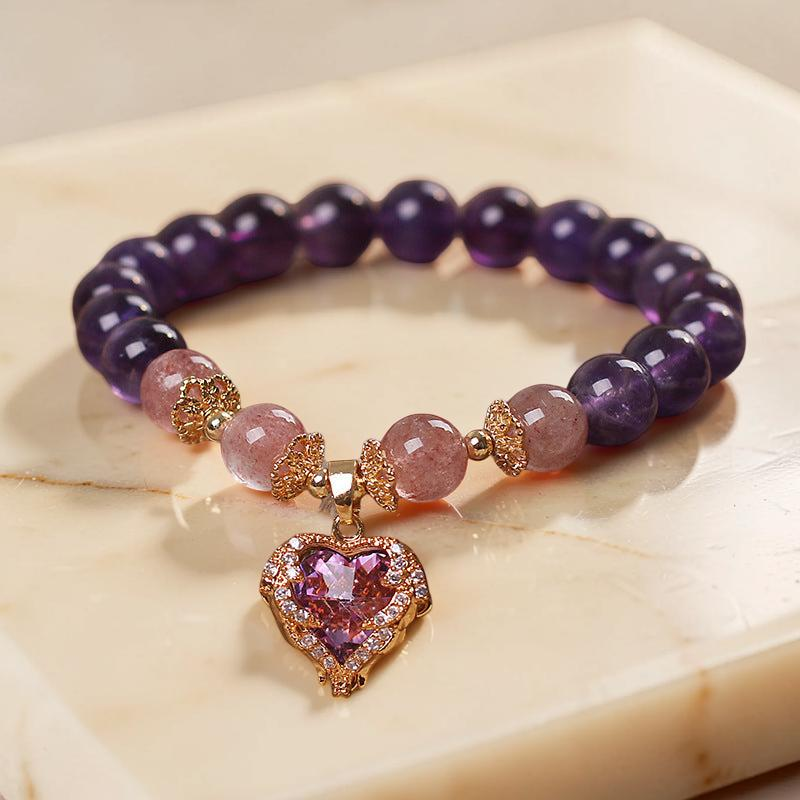 Bracelet Améthyste et Quartz Fraise – Espoir