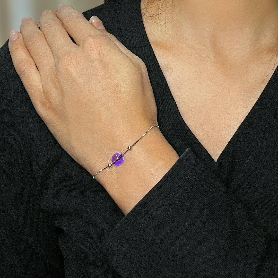 Bracelet Améthyste – Goutte de Douceur, Argent