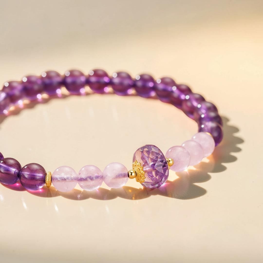 Bracelet Améthyste – Harmonie Éclatante, Argent Plaqué Or