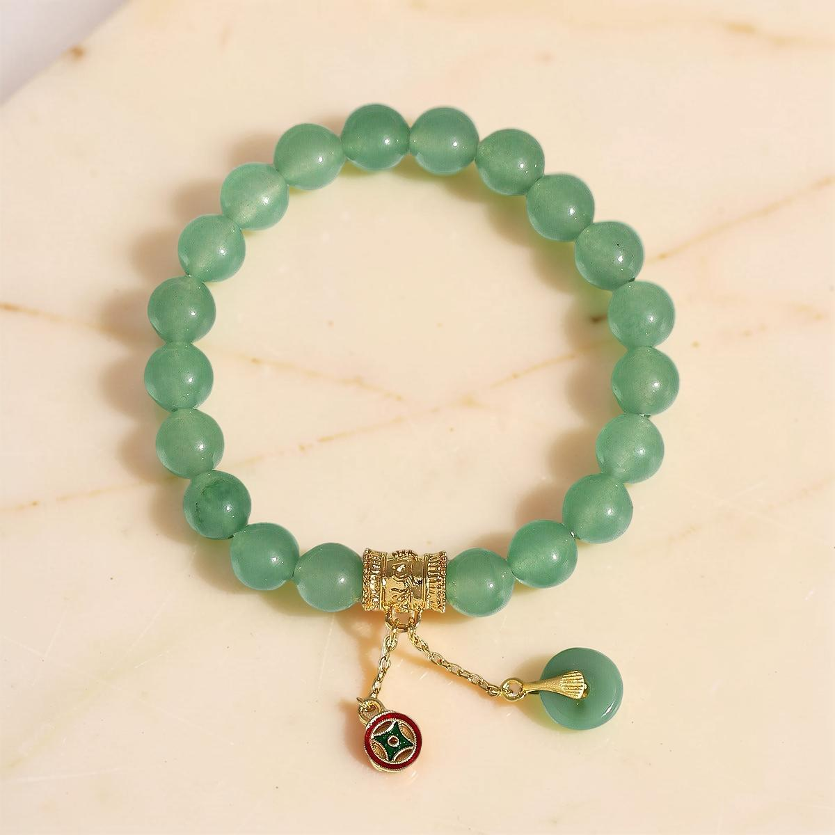 Bracelet Aventurine – Éclat de Paix, Plaqué Or