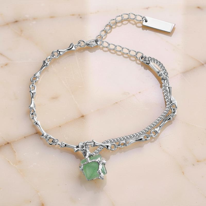 Bracelet Aventurine – Fleur de Sérénité, Argent