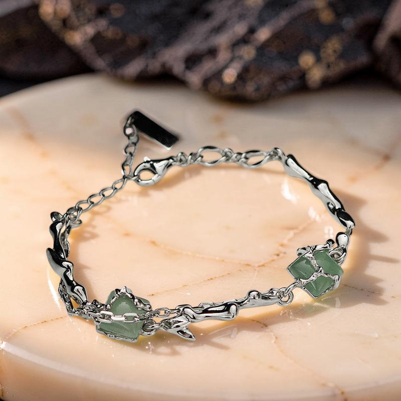 Bracelet Aventurine – Fleur de Sérénité, Argent