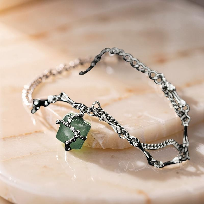 Bracelet Aventurine – Fleur de Sérénité, Argent