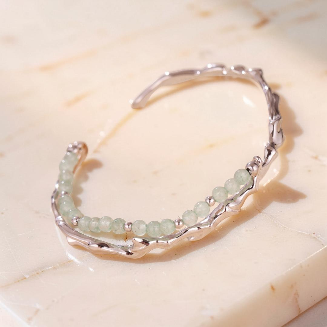 Bracelet Aventurine – Force du Bambou, Argent