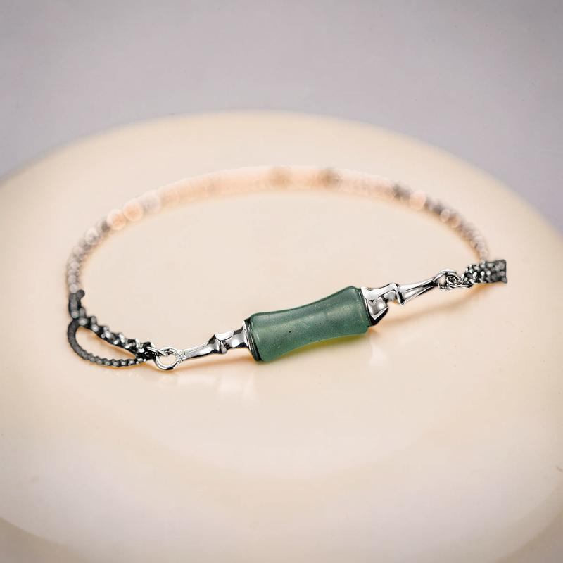 Bracelet Bambou Aventurine – Douce Nature, Argent