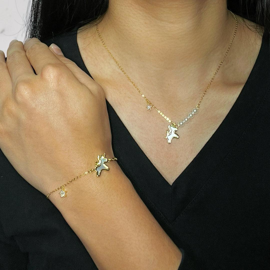 Bracelet Cheval – Liberté Étoilée, Argent Plaqué Or
