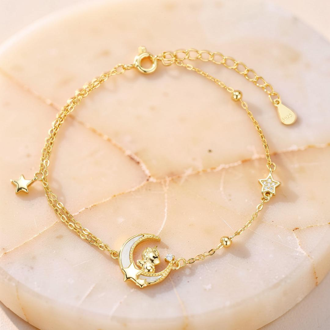 Bracelet Cheval – Rêve Étoilé, Argent Plaqué Or