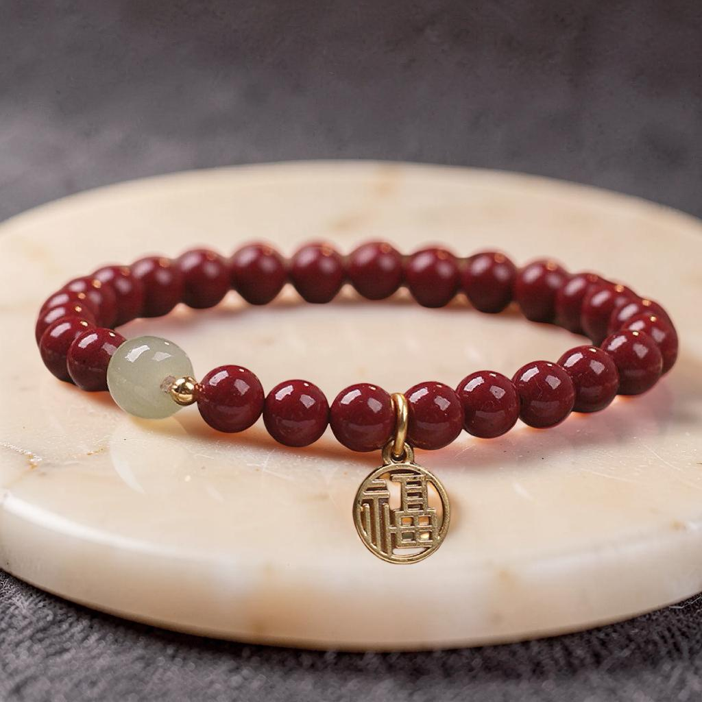 Bracelet Cinabre et Jade – Force Flamboyante