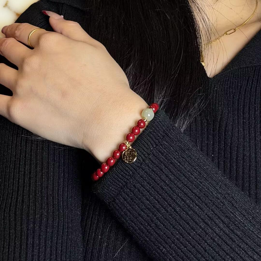 Bracelet Cinabre et Jade – Force Flamboyante