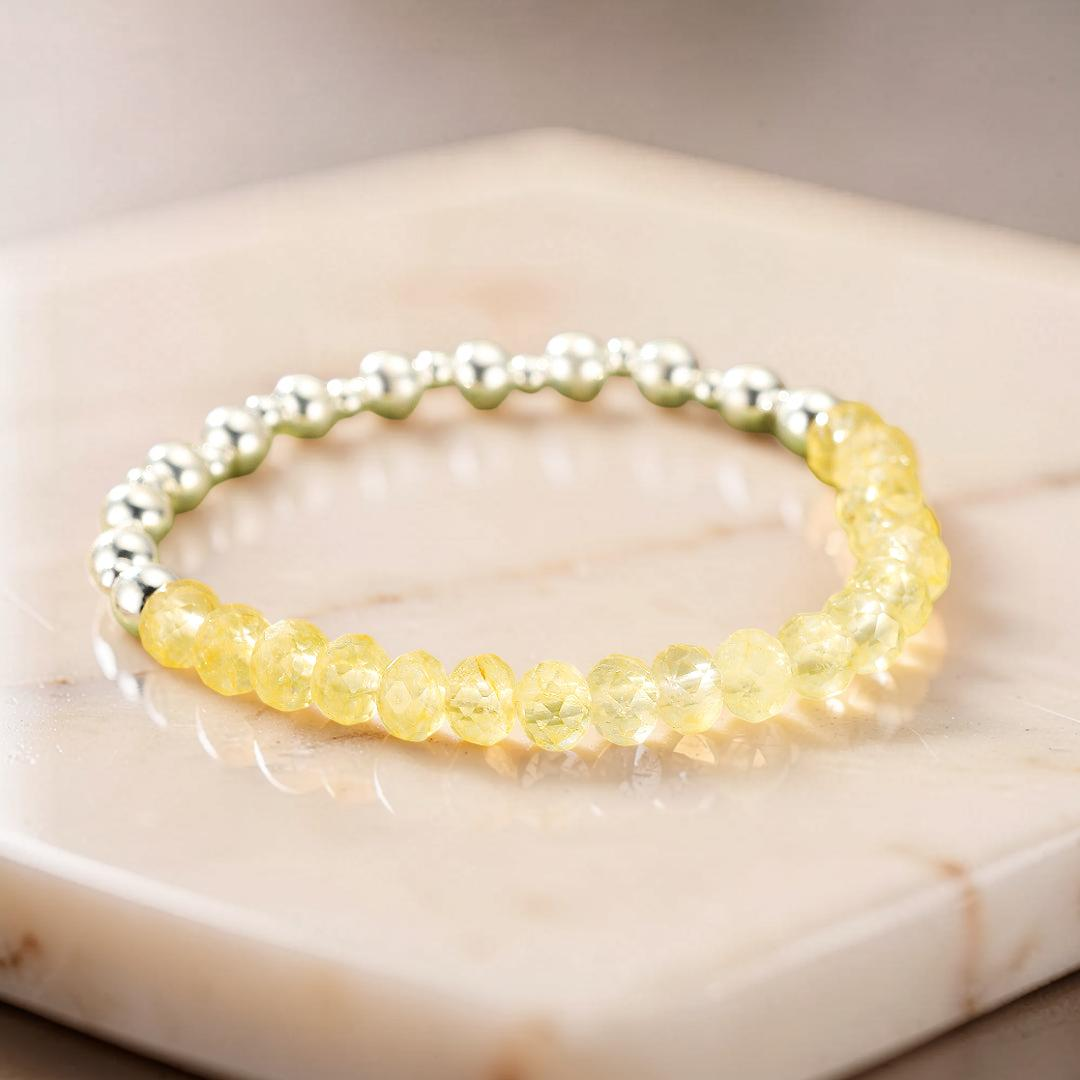 Bracelet Citrine – Énergie Douce, Argent
