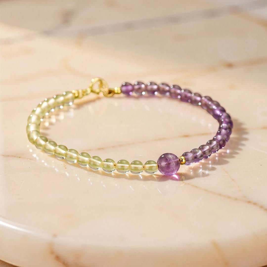 Bracelet Citrine et Améthyste – Équilibre Solaire et Mystique