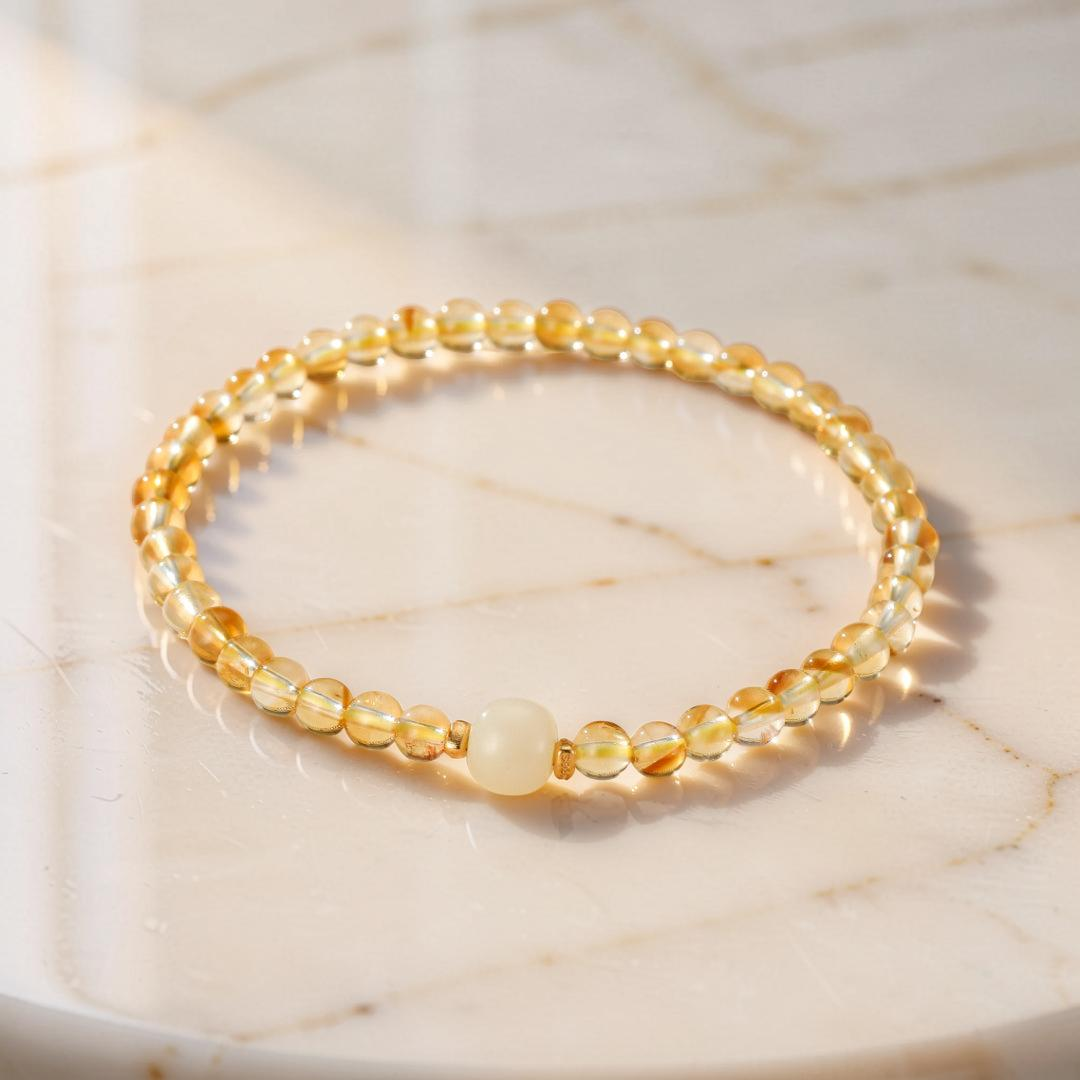 Bracelet Citrine et Jade – Aura de Prospérité