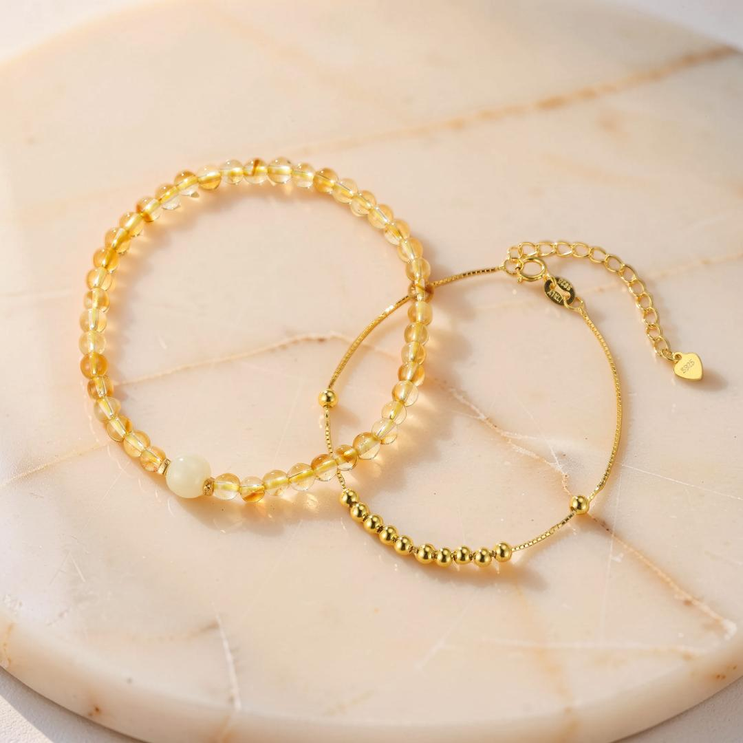 Bracelet Citrine et Jade – Aura de Prospérité