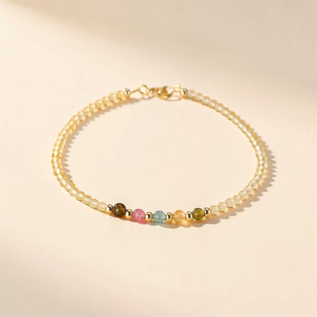 Bracelet Citrine et Tourmaline – Abondance Arc-en-Ciel