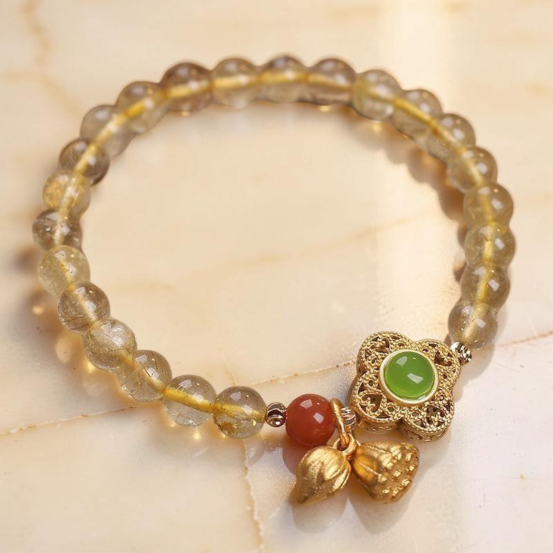 Bracelet Citrine Lotus – Prospérité et Optimisme