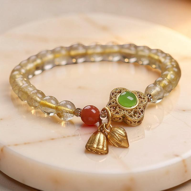 Bracelet Citrine Lotus – Prospérité et Optimisme