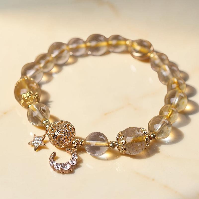 Bracelet Citrine Lune et Étoile – Rêveur