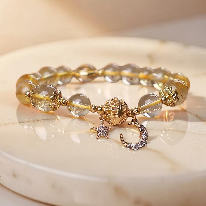 Bracelet Citrine Lune et Étoile – Rêveur
