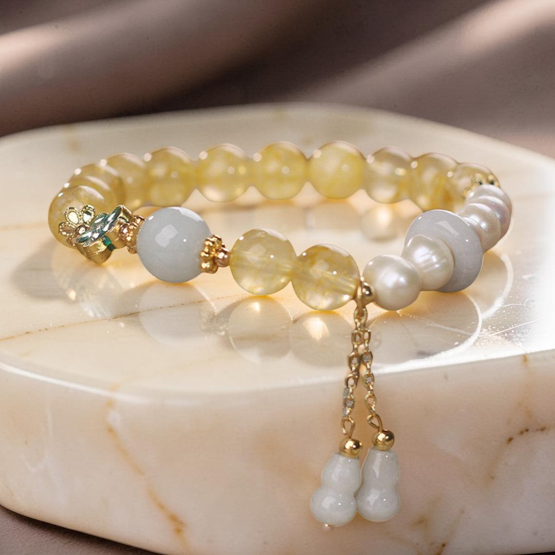 Bracelet Citrine Perle Jade – Gourde de Fortune