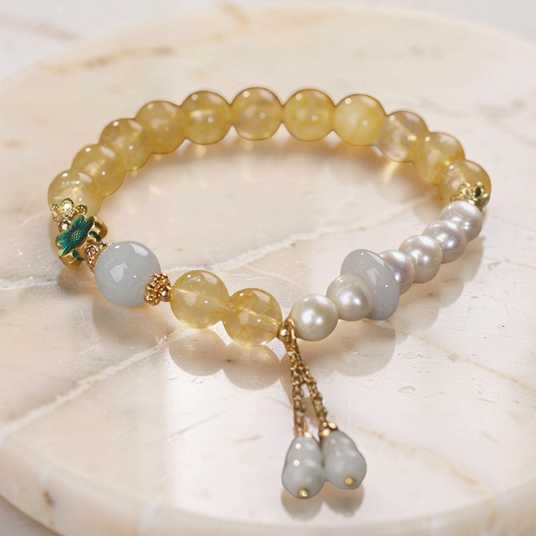 Bracelet Citrine Perle Jade – Gourde de Fortune