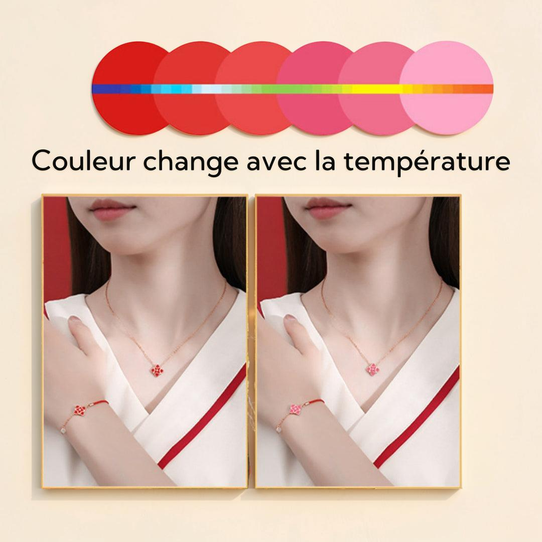 Bracelet Cordon Rouge – Fleur de Chance, Argent 925