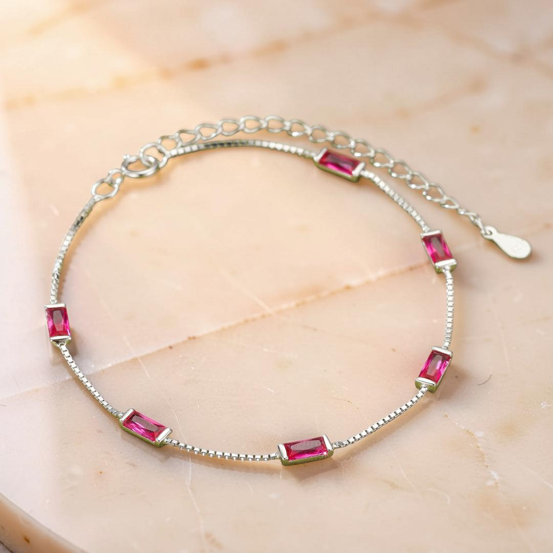 Bracelet Cornaline – Charme de Feu, Argent