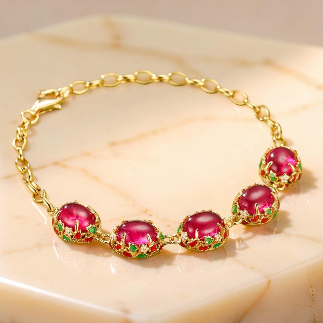 Bracelet Cornaline – Jardin Impérial, Argent