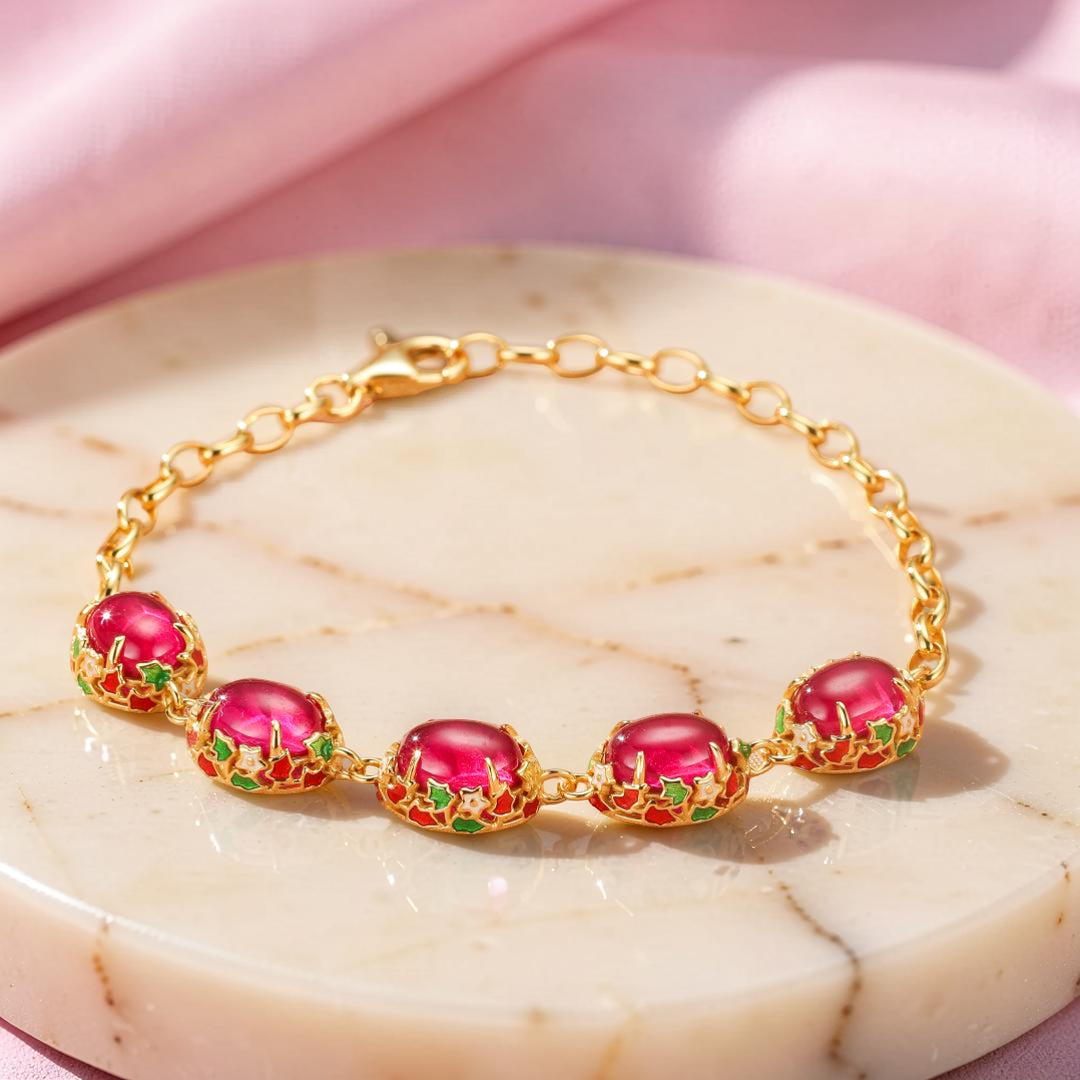Bracelet Cornaline – Jardin Impérial, Argent