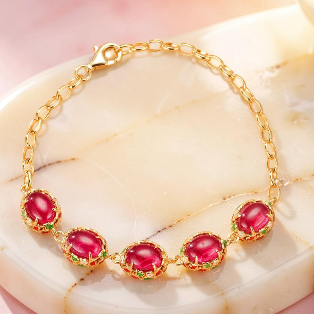 Bracelet Cornaline – Jardin Impérial, Argent
