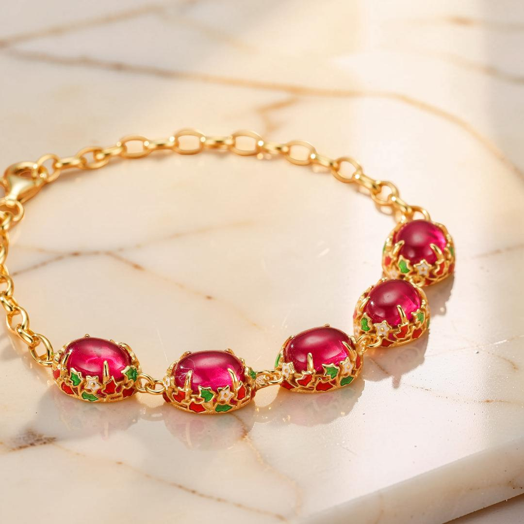 Bracelet Cornaline – Jardin Impérial, Argent