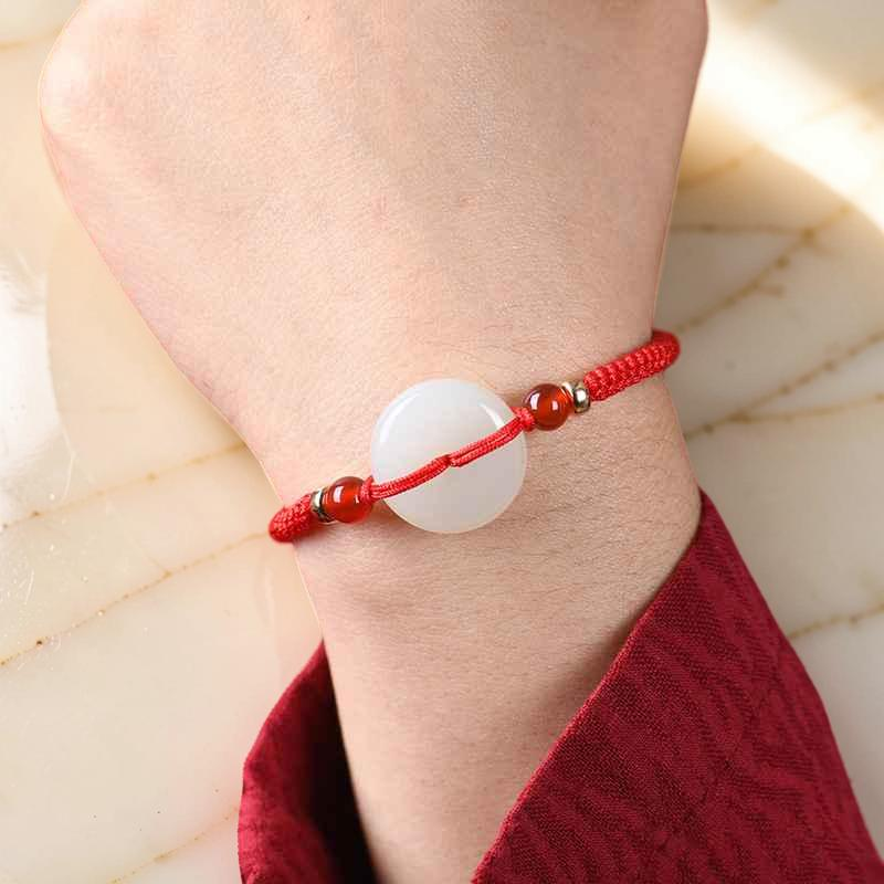Bracelet Cordon Jade et Cinabre – Sérénité