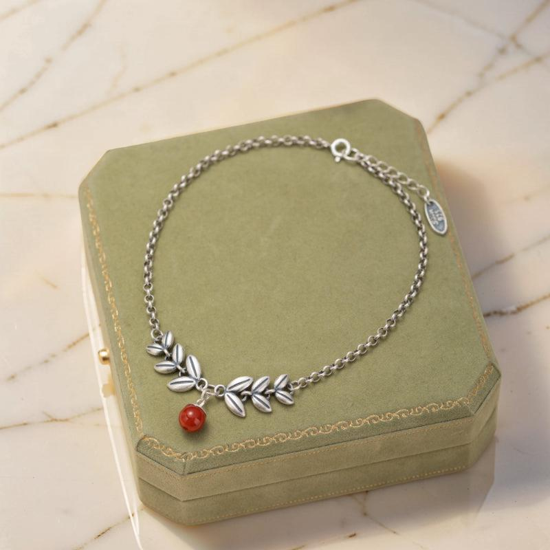Bracelet de Cheville Agate – Séduction Fleurie, Argent
