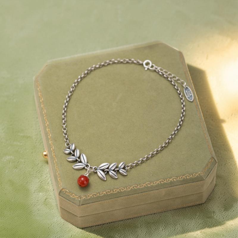 Bracelet de Cheville Agate – Séduction Fleurie, Argent