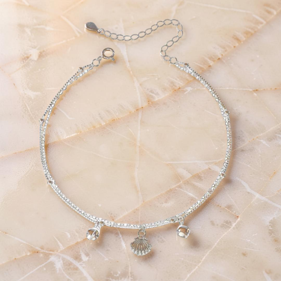 Bracelet de Cheville Coquillage – Évasion Marine, Argent 925
