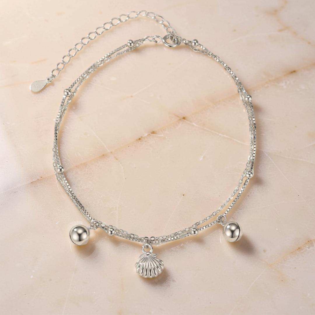 Bracelet de Cheville Coquillage – Évasion Marine, Argent 925
