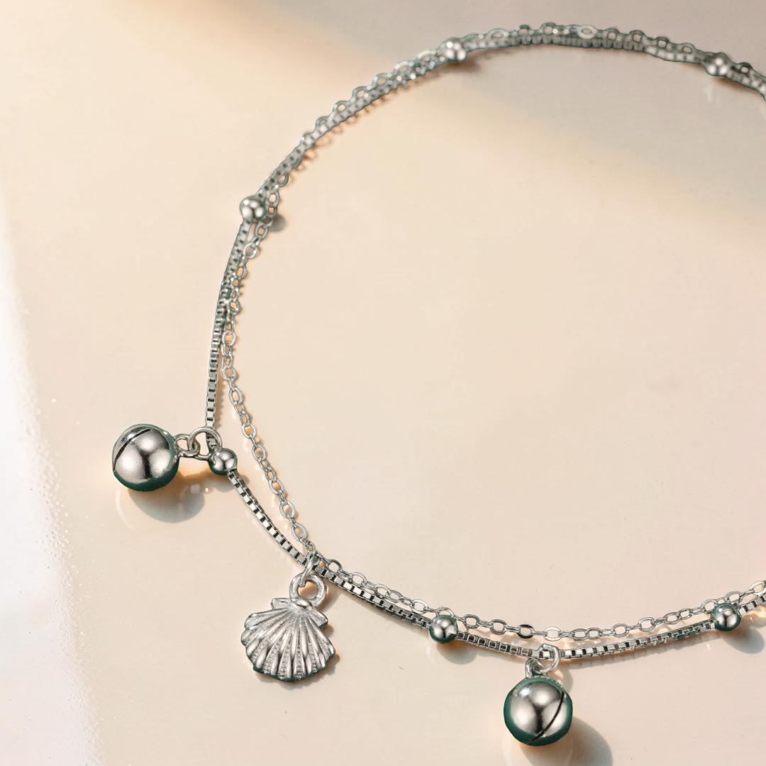Bracelet de Cheville Coquillage – Évasion Marine, Argent 925