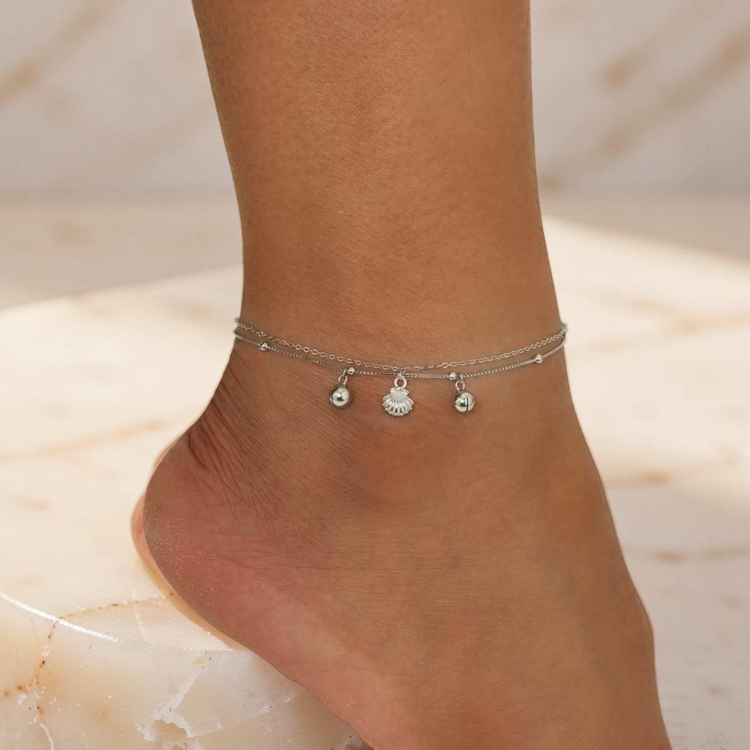 Bracelet de Cheville Coquillage – Évasion Marine, Argent 925