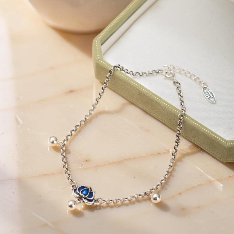 Bracelet de Cheville Lotus – Clochette, Argent