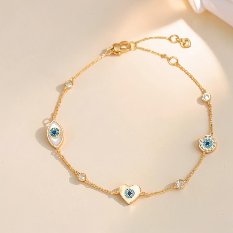 Bracelet de Cheville Mauvais Œil – Danse Légère, Plaqué Or