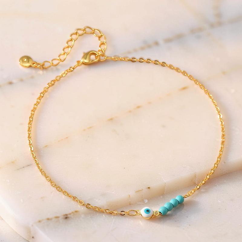Bracelet de Cheville Mauvais Œil – Garde Serein, Plaqué Or