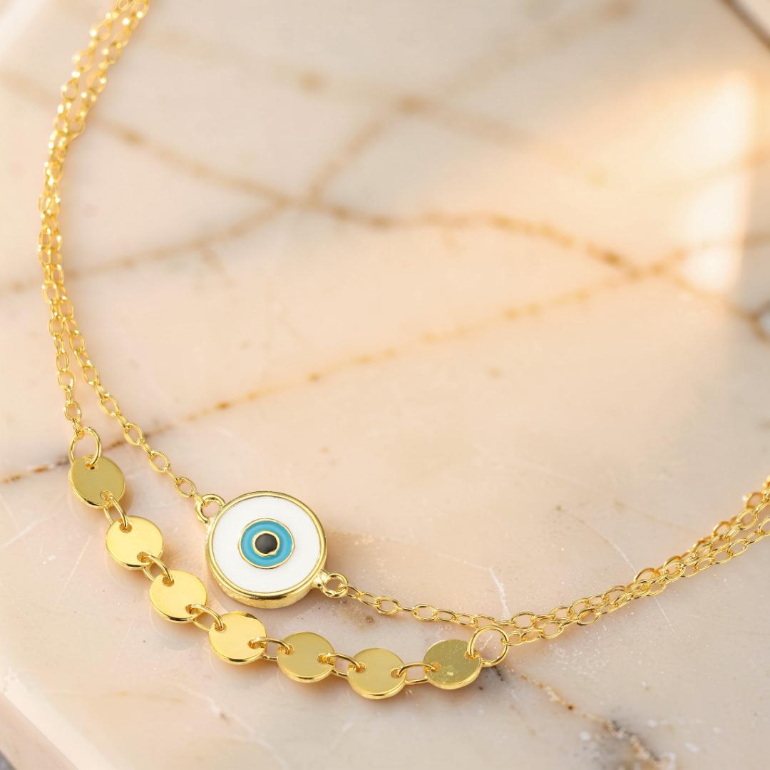 Bracelet de Cheville Mauvais Œil – Regard Secret, Argent 925