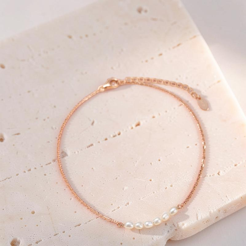 Bracelet de Cheville Perle – Charme Délicat, Argent